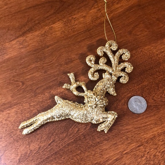 Pier 1 Holiday Pier Imports Reindeer Gold Sparkly Christmas Decorations Ornament Flying
